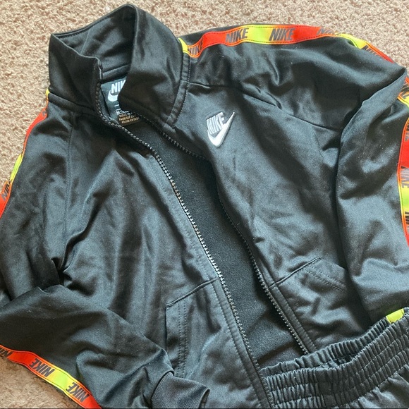 4T Nike Tracksuit Black with Red Yellow Logo Taping Tracksuit Sweat Suit Set - Picture 2 of 3